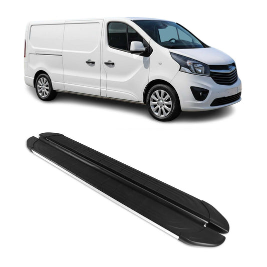 Trittbretter Seitenschweller für Opel Vivaro B 2014-2019 L2 Alu Schwarz Grau