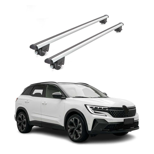 Portbagaj de plafon pentru Renault Austral 2022-2025 100kg aluminiu argintiu 2 piese ABE