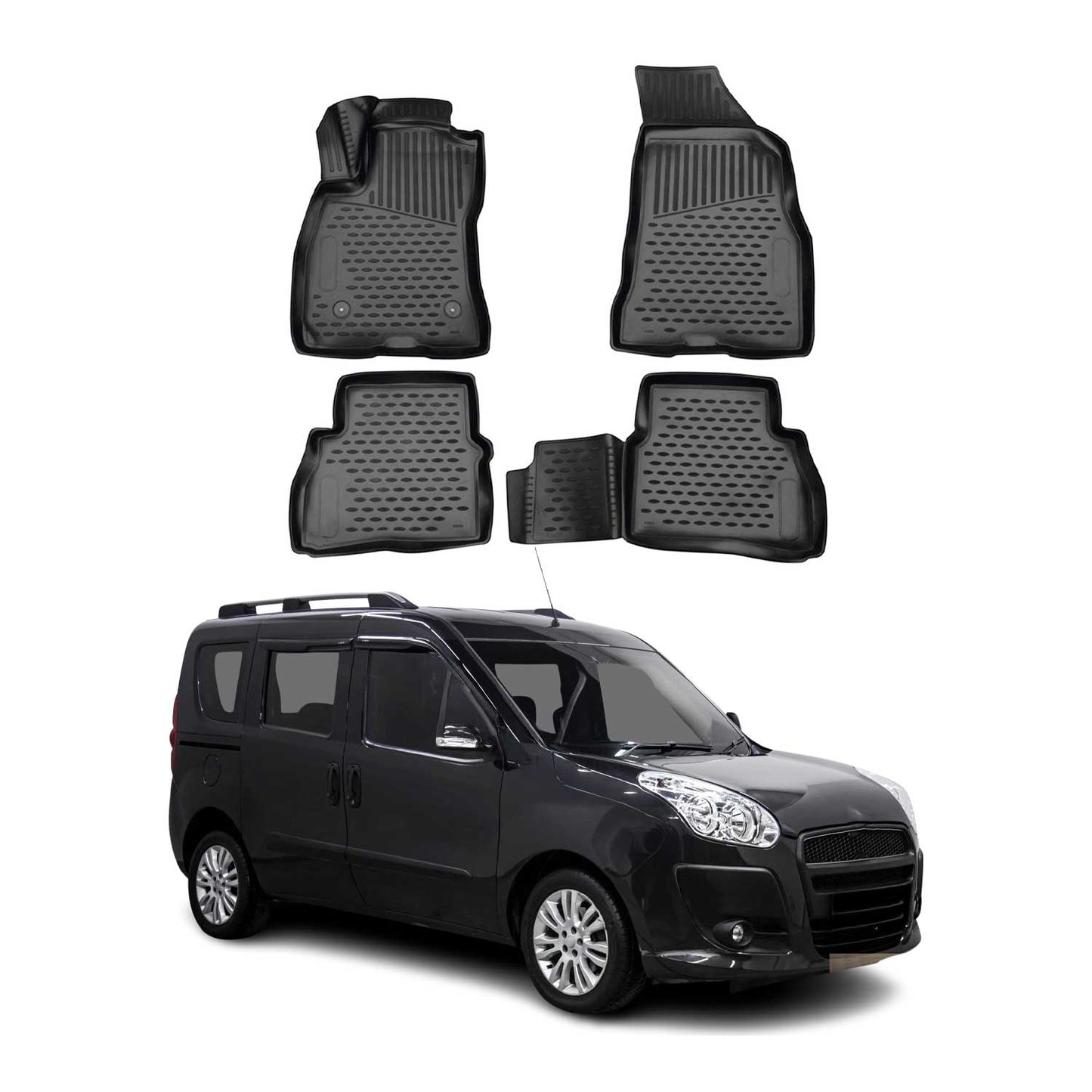 2010-2021 Fiat Doblo Fußmatten TPE Schwarz 4 tlg