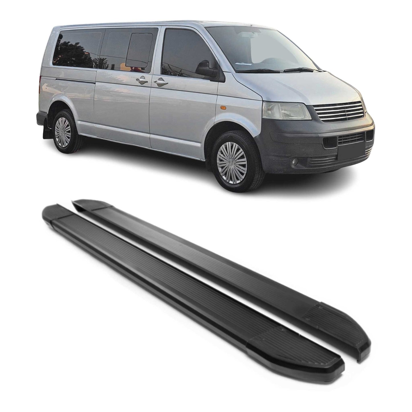 Alu Seitenschweller Trittbretter für VW Transporter T5 2003-15 L2 Langer Schwarz