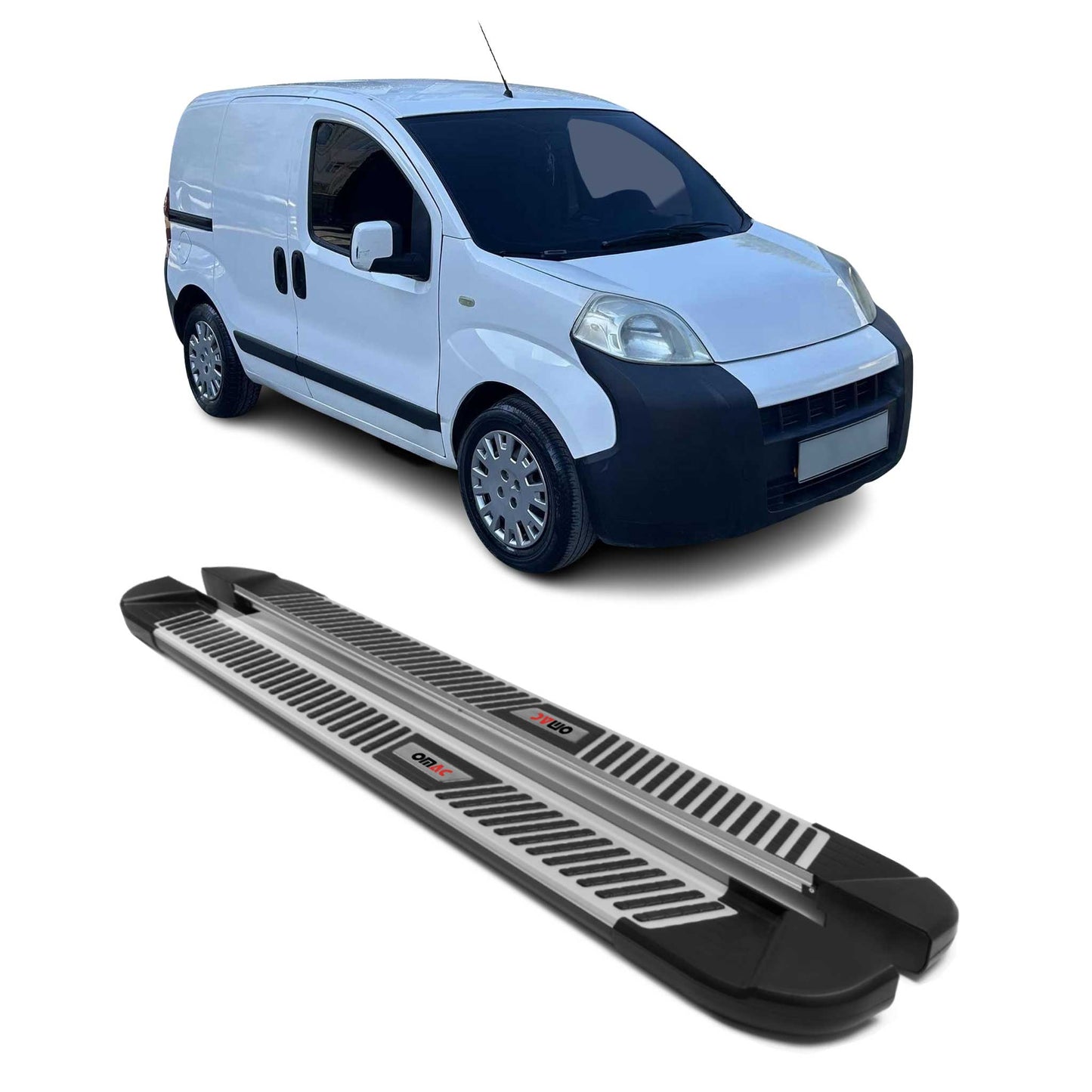 Praguri, praguri laterale, trepte pentru Peugeot Bipper 2007-2024, aluminiu, negru