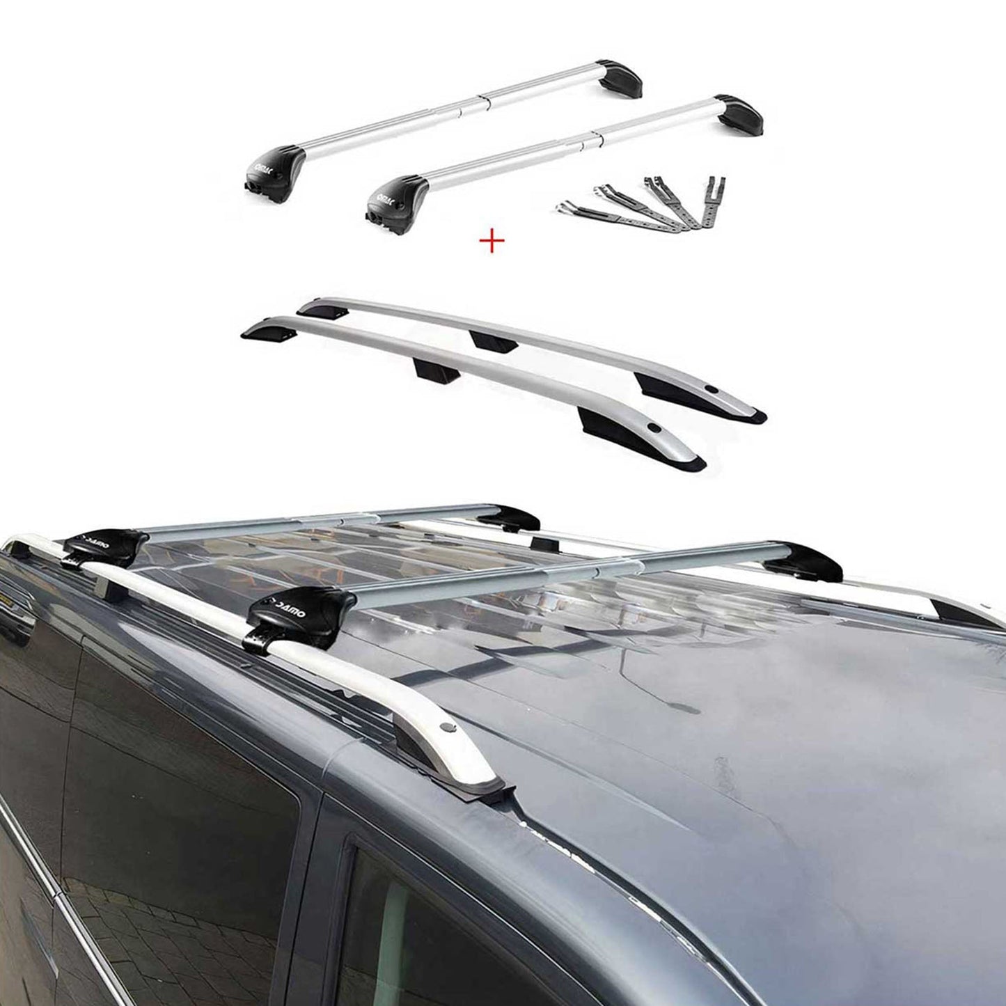 Dachreling + Dachträger Satz für VW Tiguan 2007-2016 Aluminium Grau 4 tlg