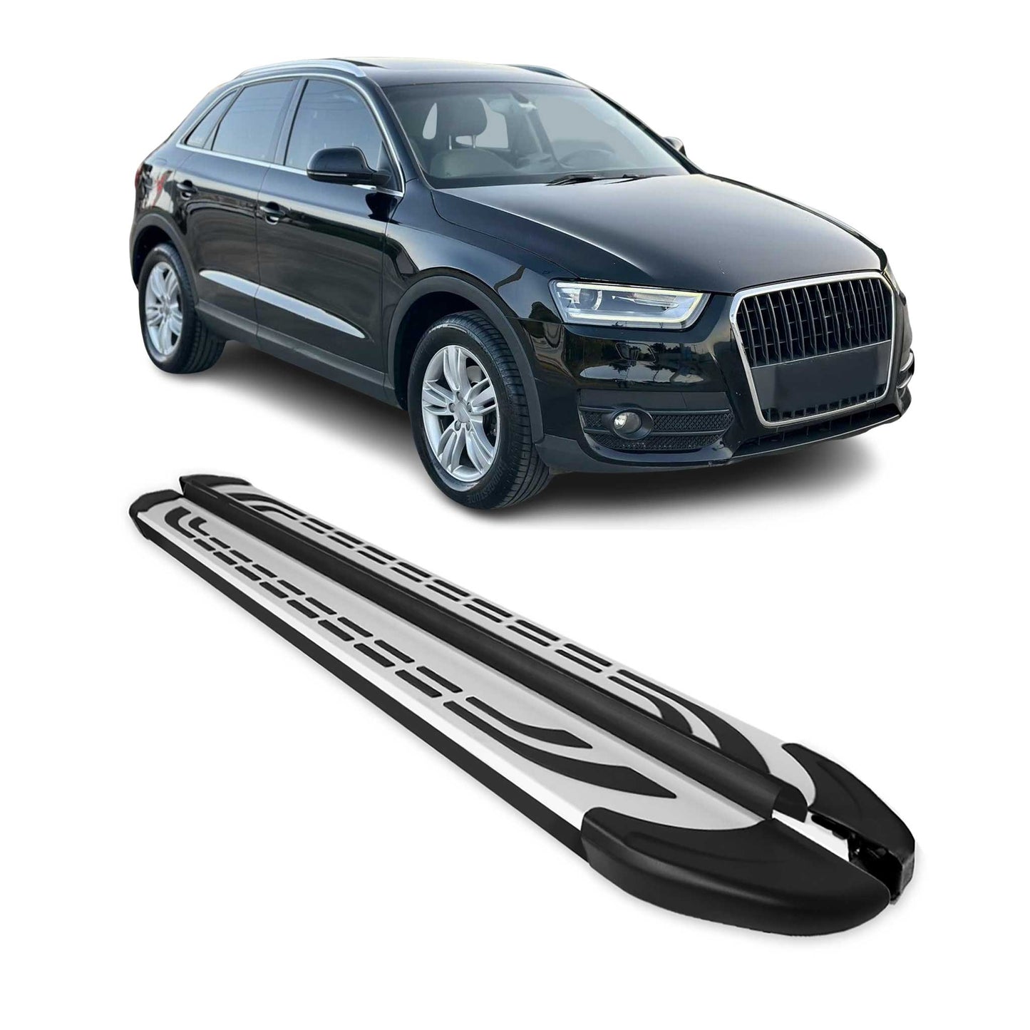 Trittbretter Seitenschweller Seitenbretter für Audi Q3 8U 2011-2018 Schwarz Alu