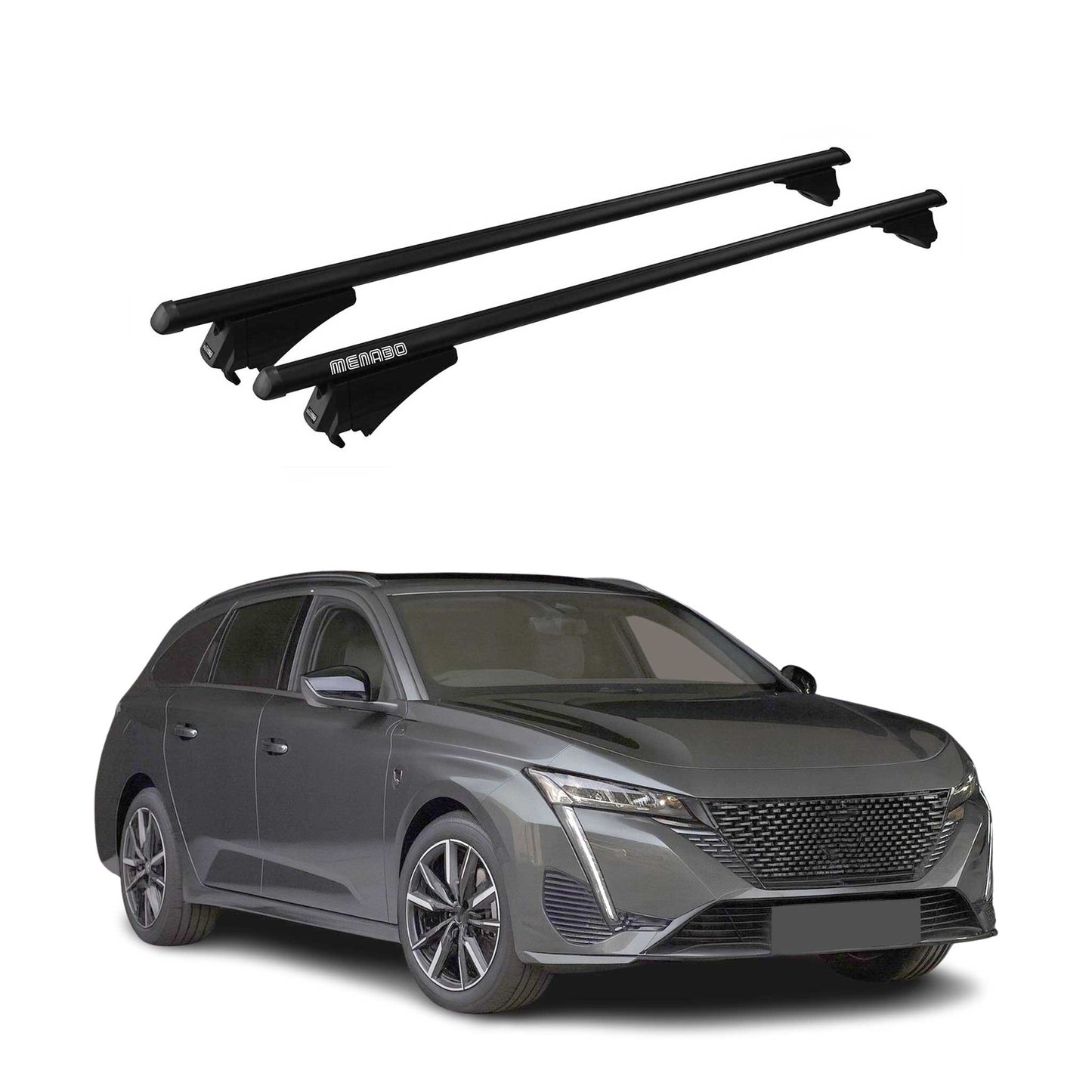 Menabo Dachträger Grundtäger für Peugeot 308 Kombi 2013-2021 75kg Alu Schwarz 2x