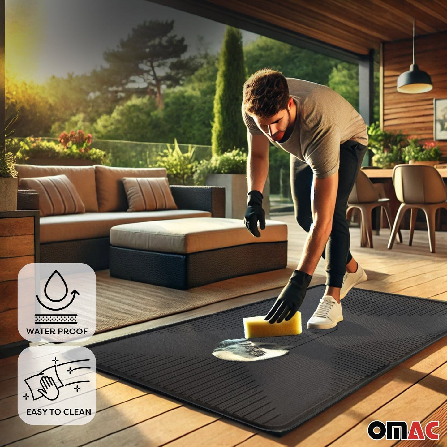 OMAC Fahrradmatte Antirutsch Bodenschutzmatte Mehrzweckmatte 115x75cm Gummi