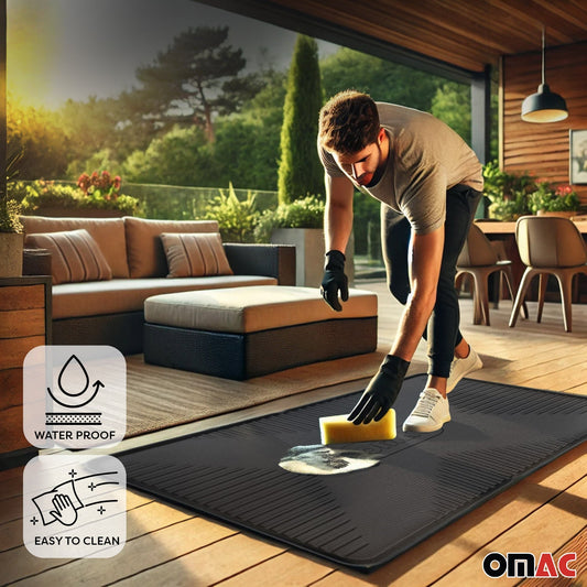 OMAC Fahrradmatte Antirutsch Bodenschutzmatte Mehrzweckmatte 115x75cm Gummi