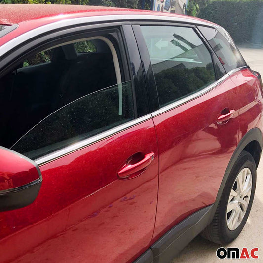 Benzi decorative pentru geamuri Peugeot 3008 2016-2025, oțel inoxidabil cromat, 8 bucăți