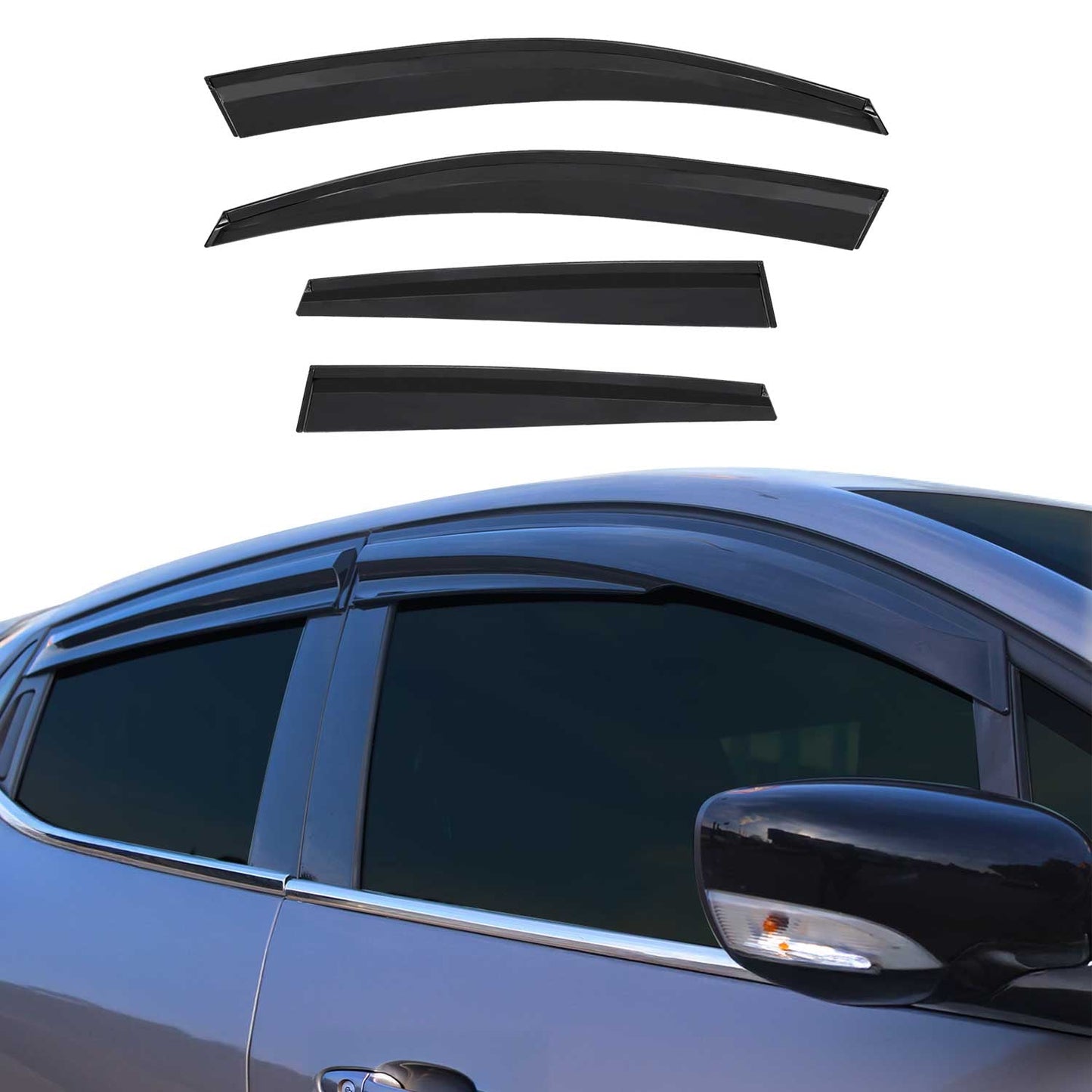 Owiewki/deszczówki do Renault Clio 5 2019-2025, czarne, 4x