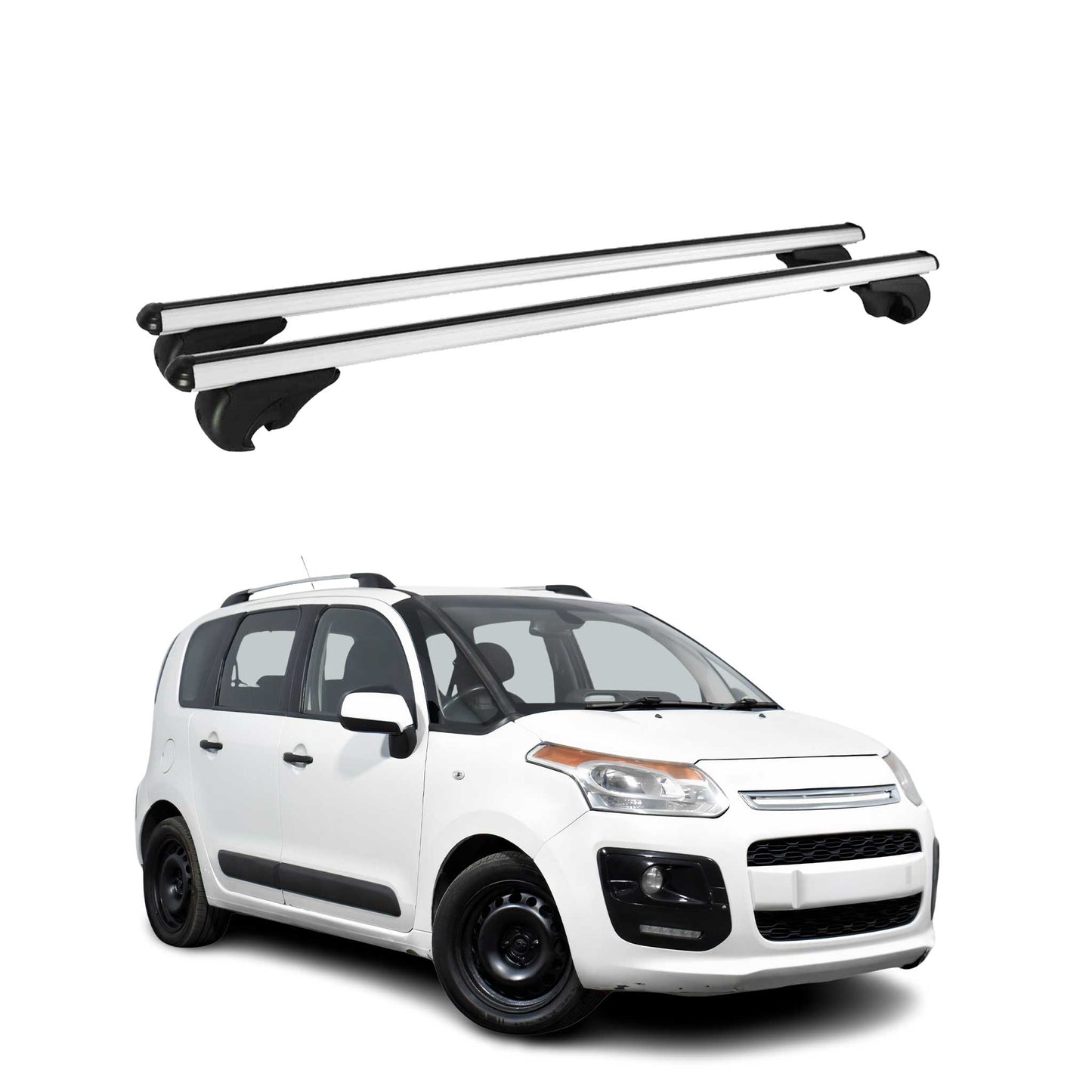 Portbagaj de plafon pentru Citroen C3 Picasso 2008-2017 75kg aluminiu argintiu 2 piese