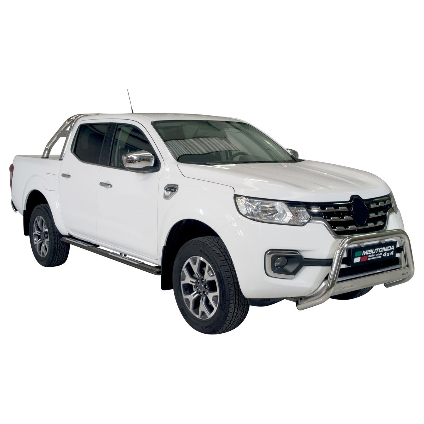 Edelstahl Seitenschweller Schwellerrohre für Renault Alaskan 2017-2021 Schwarz