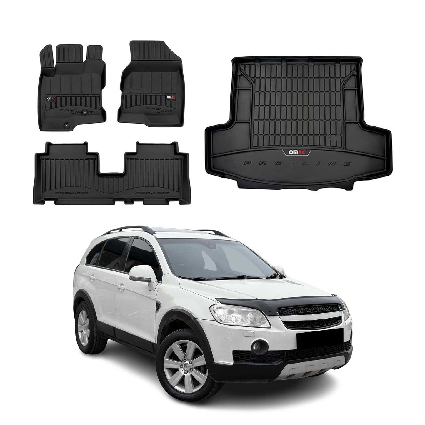 OMAC Fußmatten & Kofferraumwanne Set für Chevrolet Captiva 2006-2018 Gummi 4x