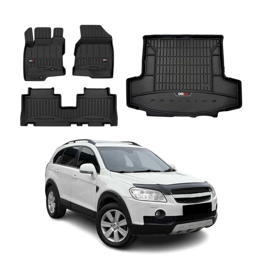 OMAC Fußmatten & Kofferraumwanne Set für Chevrolet Captiva 2006-2018 Gummi 4x