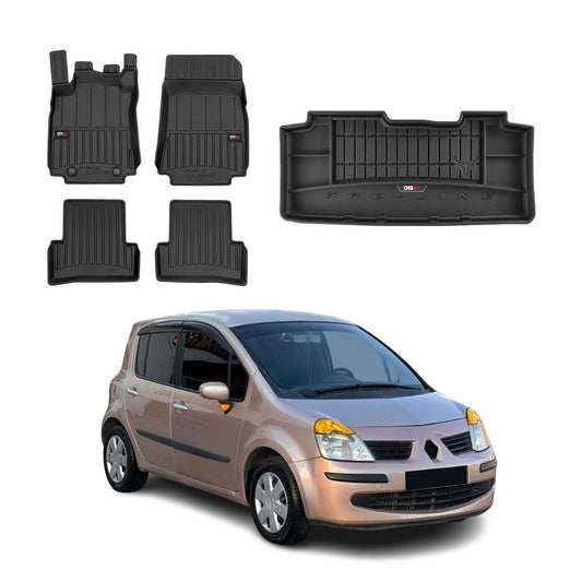 OMAC Fußmatten & Kofferraumwanne Set für Renault Modus 2004-2012 Gummi 5x