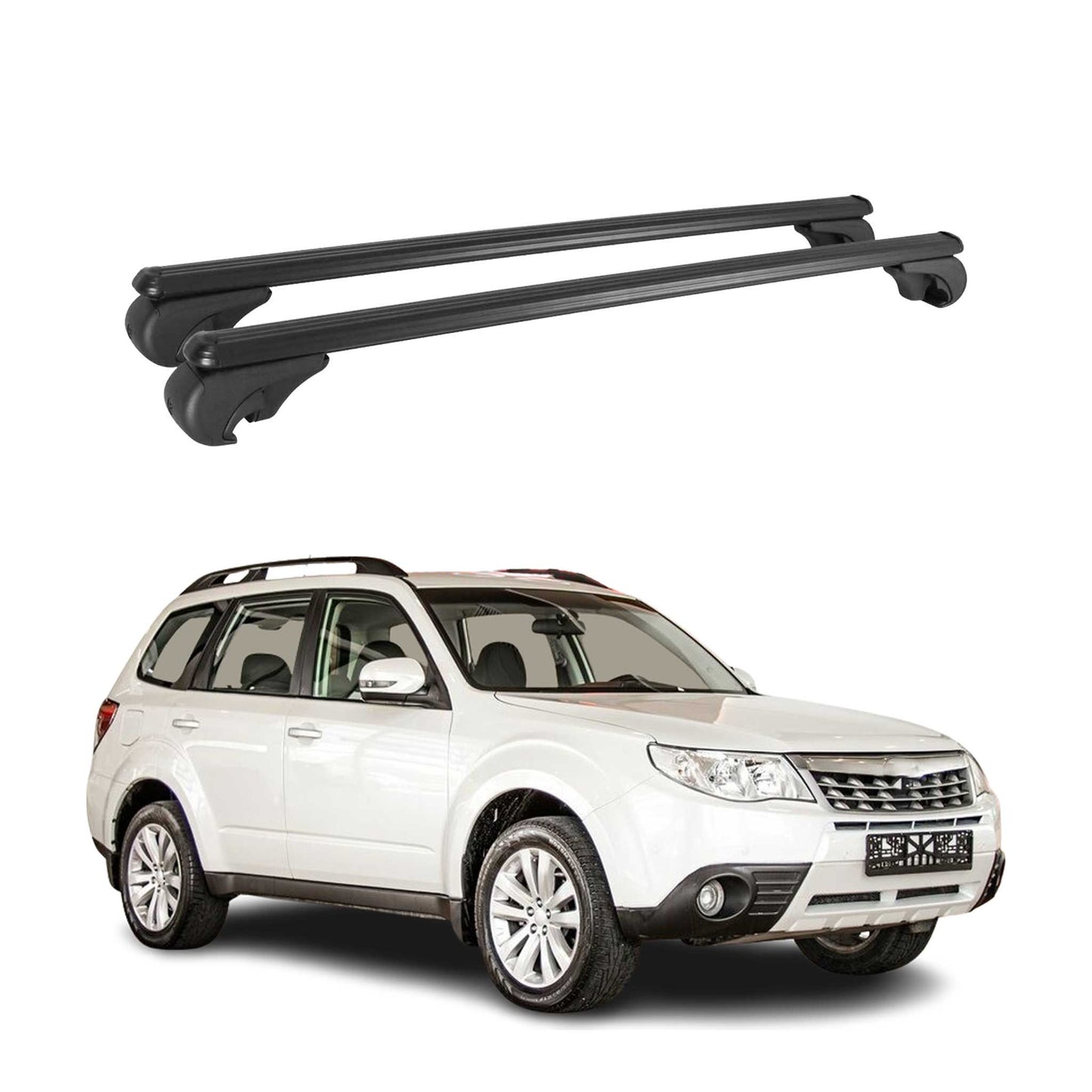 Dachträger Grundtäger für Subaru Forester mk3 2008-2013 75kg Alu Schwarz 2tlg