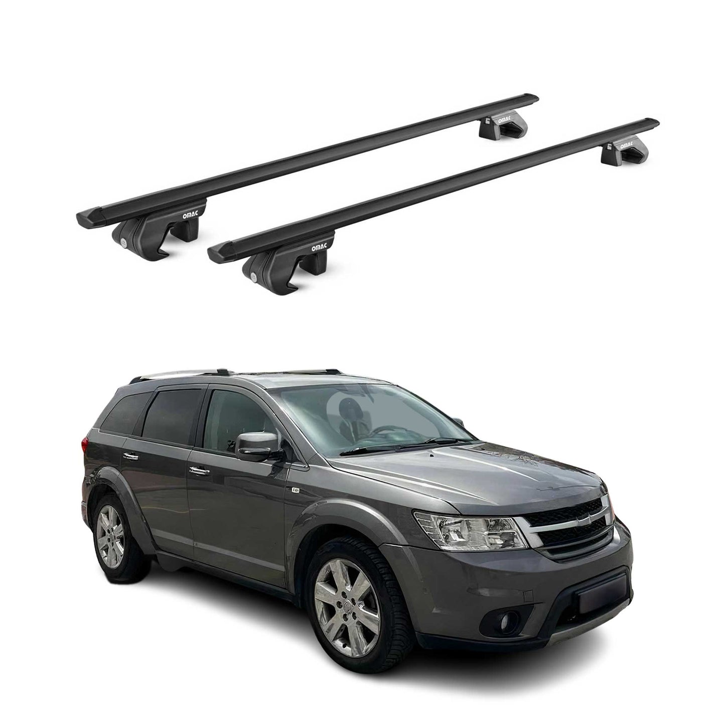 Portbagaj de plafon pentru Fiat Freemont 2011-2016 90kg aluminiu negru 2 piese ABE