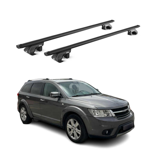 Portbagaj de plafon pentru Fiat Freemont 2011-2016 90kg aluminiu negru 2 piese ABE