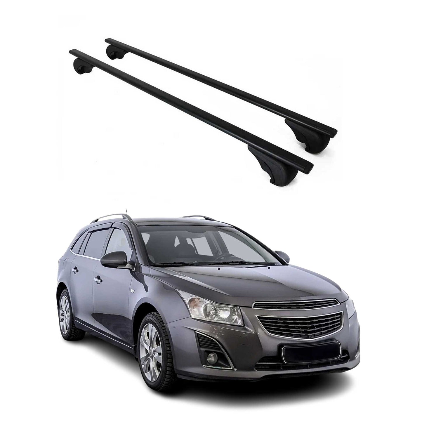 Portbagaj de plafon pentru Chevrolet Cruze station wagon 2008-2016 75kg metal negru 2x