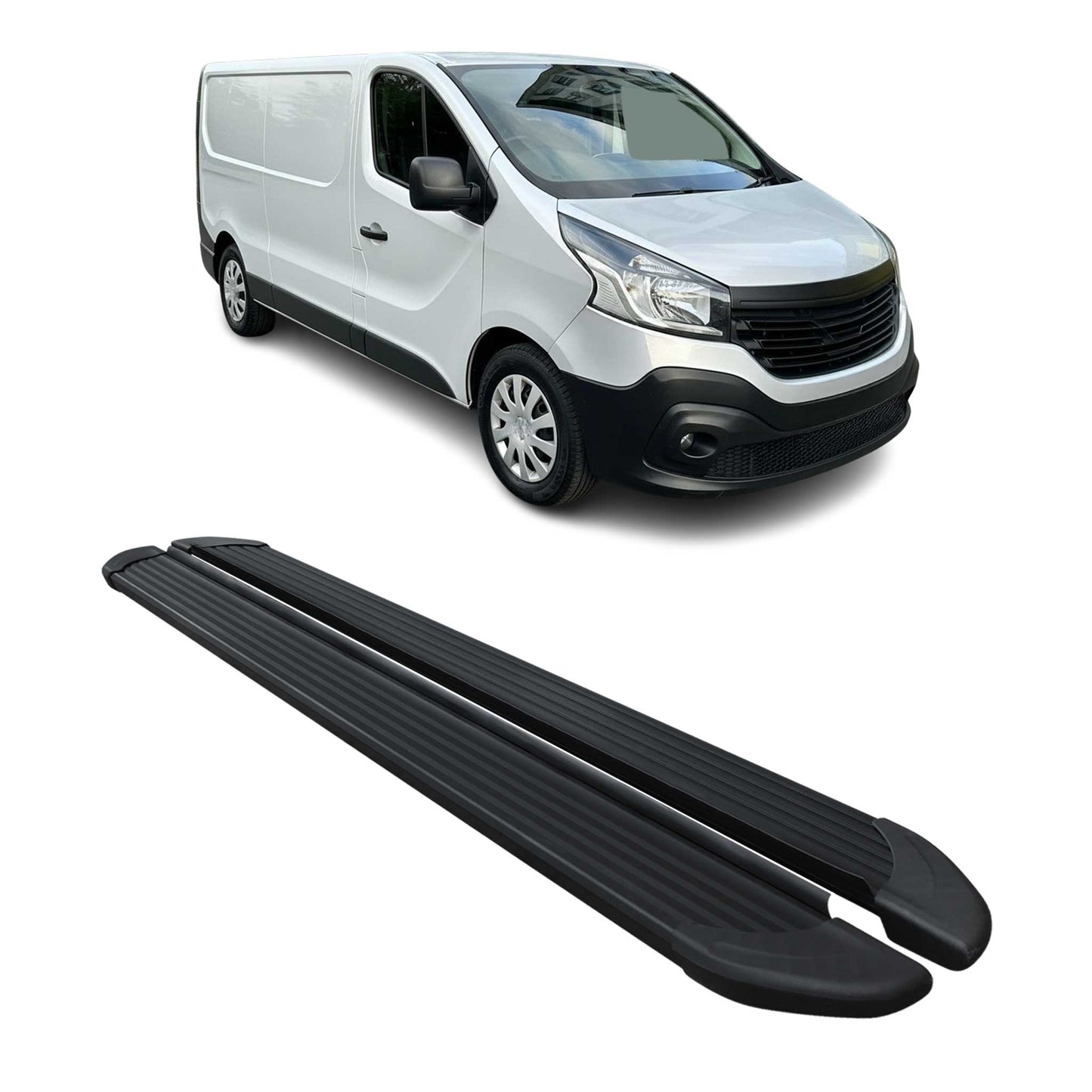 Seitenschweller Trittbretter Schweller für Renault Trafic 2014-24 L2 Alu Schwarz