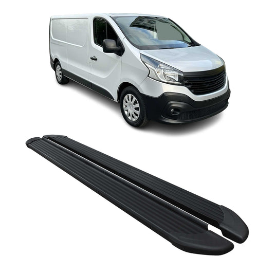 Seitenschweller Trittbretter Schweller für Renault Trafic 2014-24 L2 Alu Schwarz