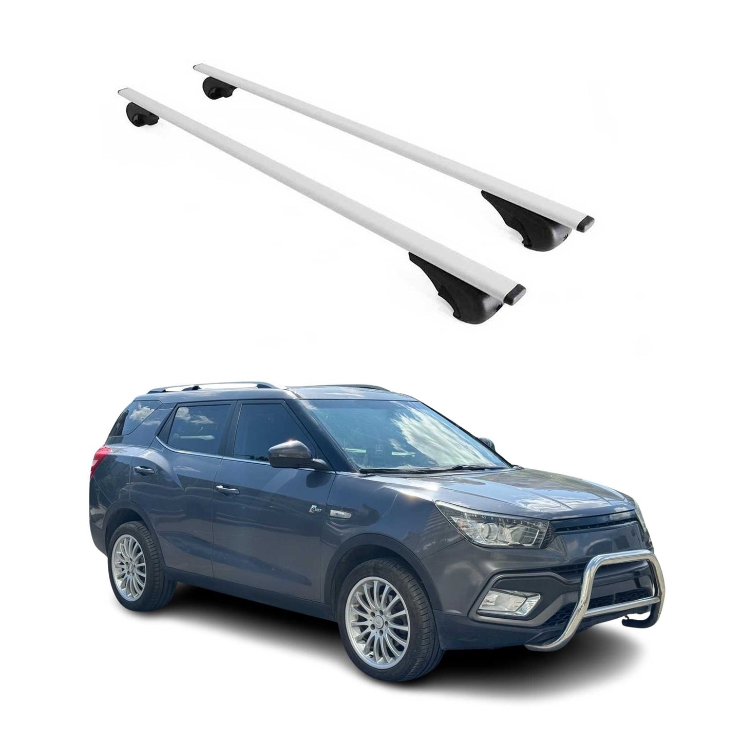 Dachträger Grundtäger für SsangYong XLV 2016-2019 75kg Metall Silber 2 tlg