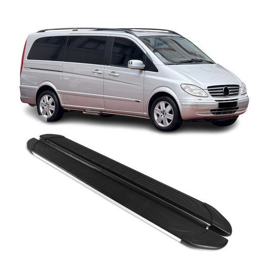 Trittbretter Seitenschweller für Mercedes Viano W639 2003-2014 L3 Schwarz Alu