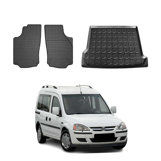 Set covorașe și tapițerie portbagaj pentru Opel Combo 2001-2011, cauciuc TPE, negru, 3x