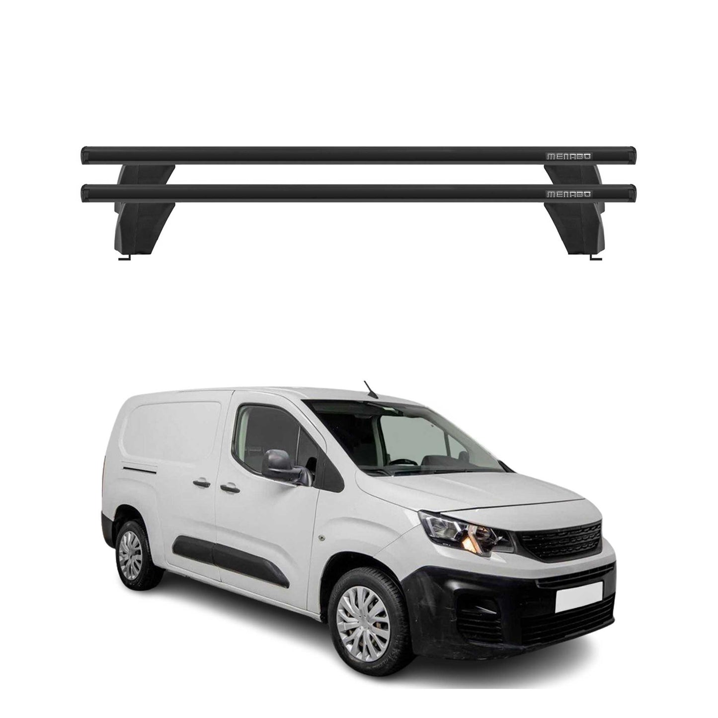 Menabo Dachträger Grundtäger für Peugeot Partner mk3 2018-2025 75kg Alu Schwarz