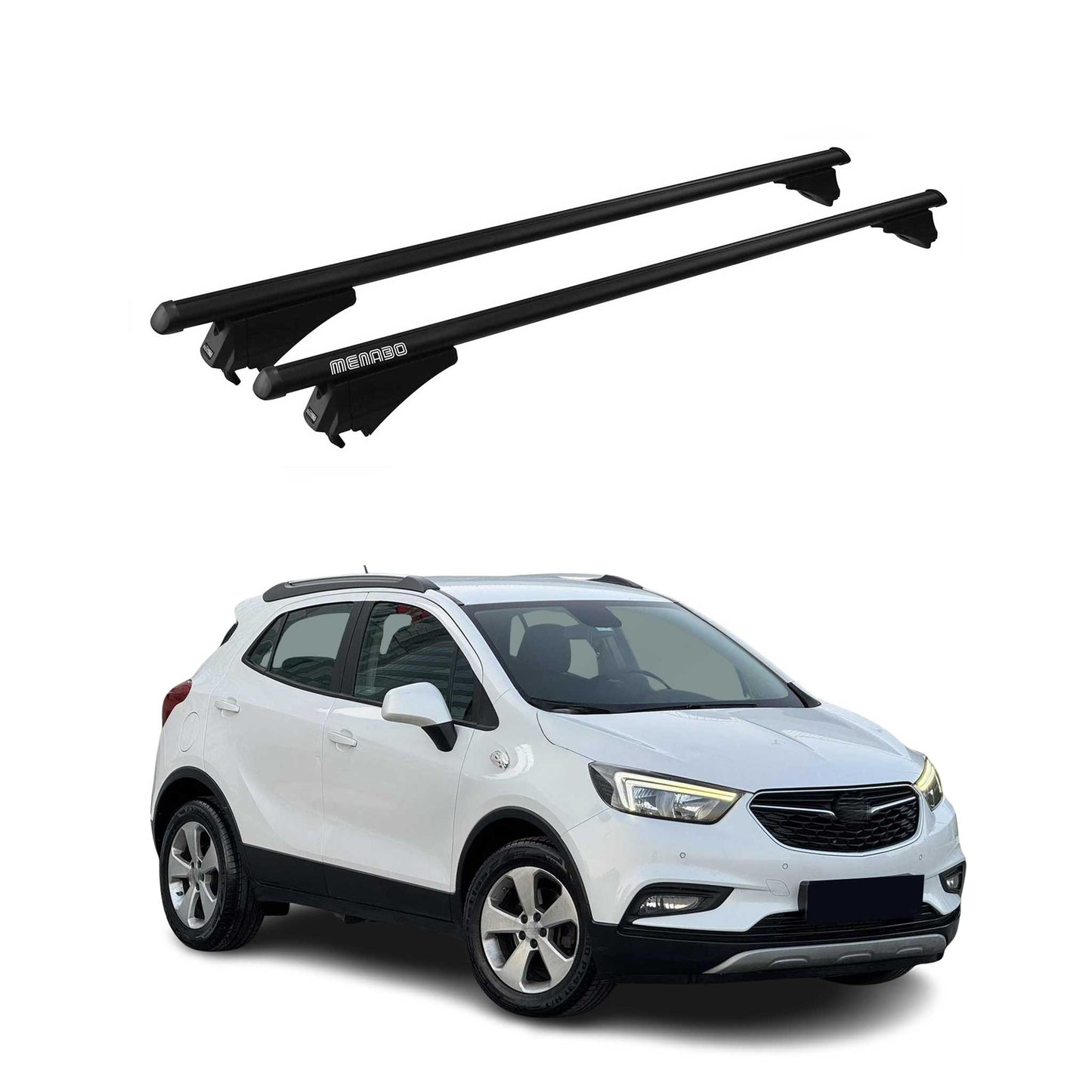 Menabo Portbagaj de plafon pentru Opel Mokka X 2016-2019 75kg Aluminiu Negru 2 bucăți