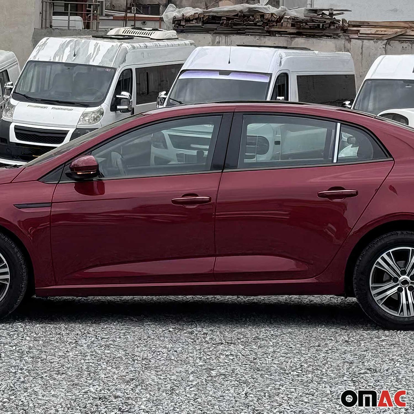 Benzi decorative pentru geamuri pentru Renault Megane Sedan 2016-2025, crom închis, 12 bucăți