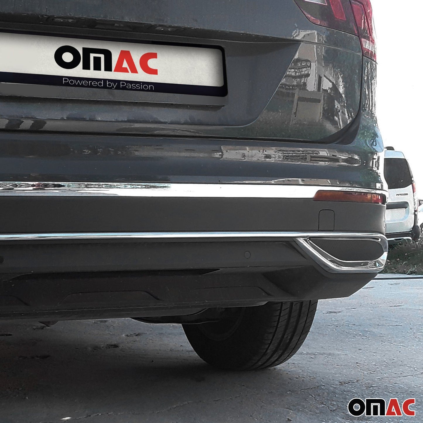 Stoßstangen Diffusor Auspuffrahmen für VW Tiguan 2020-2024 FL Edelstahl 3tlg