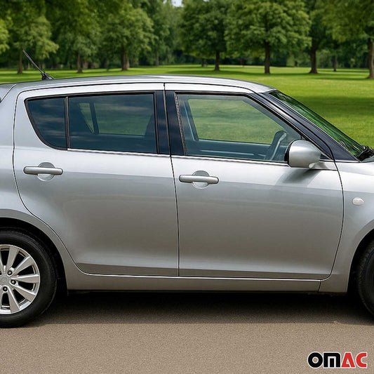 Benzi decorative pentru geamuri Suzuki Swift 2010-2017, oțel inoxidabil cromat, 4 bucăți