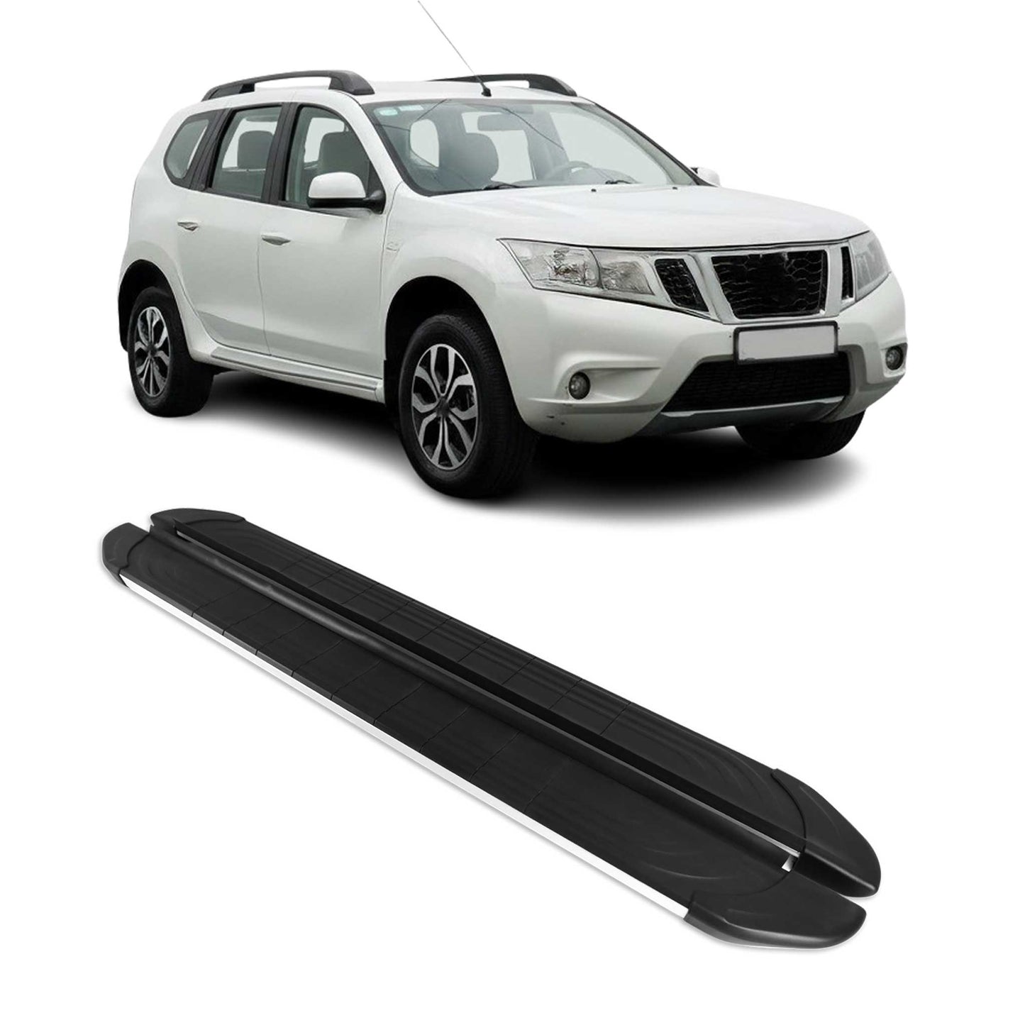 Trittbretter Seitenschweller für Nissan Terrano 2012-2020 Aluminium Schwarz Grau