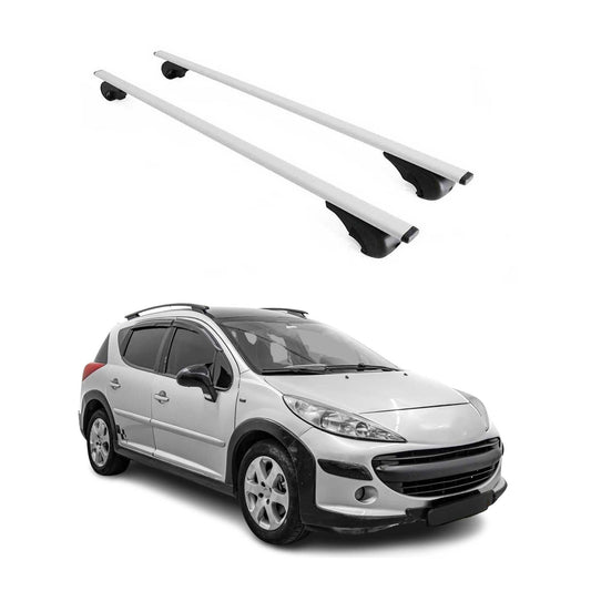 Portbagaj de plafon pentru Peugeot 207 Estate 2007-2012 75kg metal argintiu 2 buc