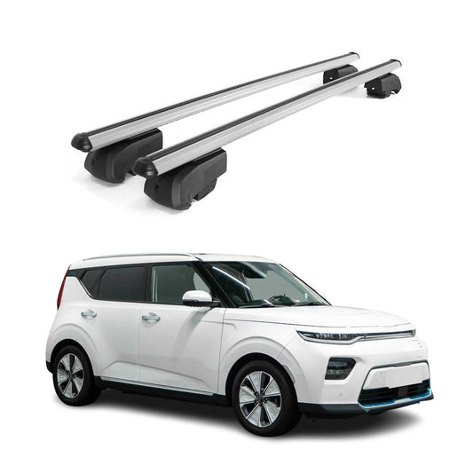 Portbagaj de plafon pentru Kia Soul EV 2020-2023, aluminiu, argintiu, omologat ABE, 2x