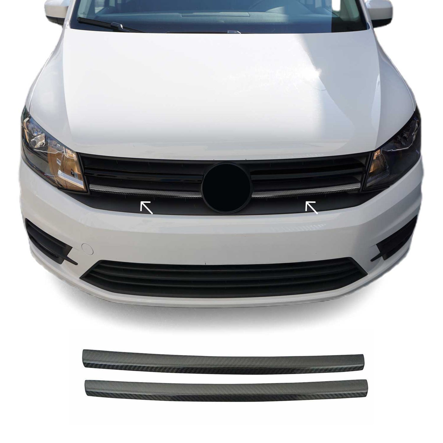Kühlergrill Leisten Grillleisten für VW Caddy 2015-2020 Kohlefaser Schwarz 2tlg