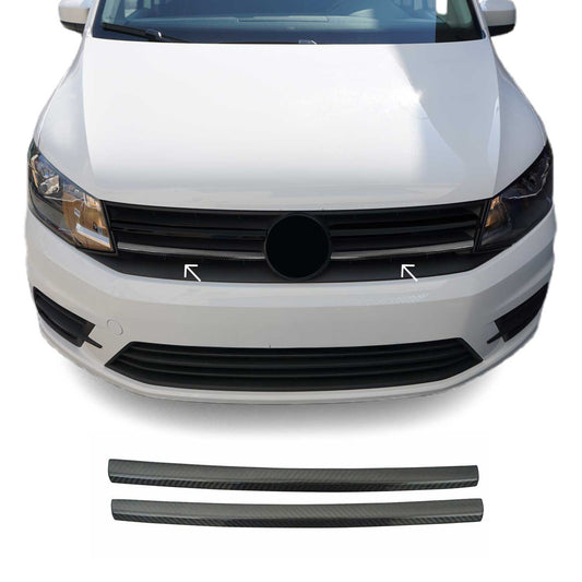Benzi decorative grilă radiator pentru VW Caddy 2015-2020, fibră de carbon, negru, set 2 piese