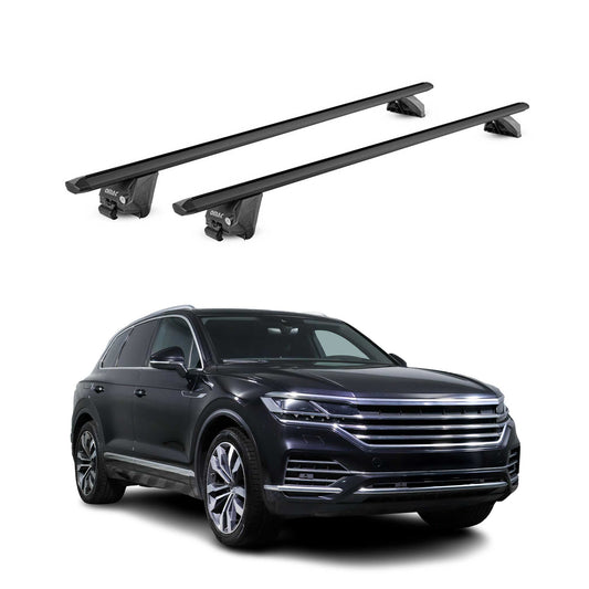 Portbagaj de plafon pentru VW Touareg mk3 2018-2025 100kg aluminiu negru 2 piese ABE