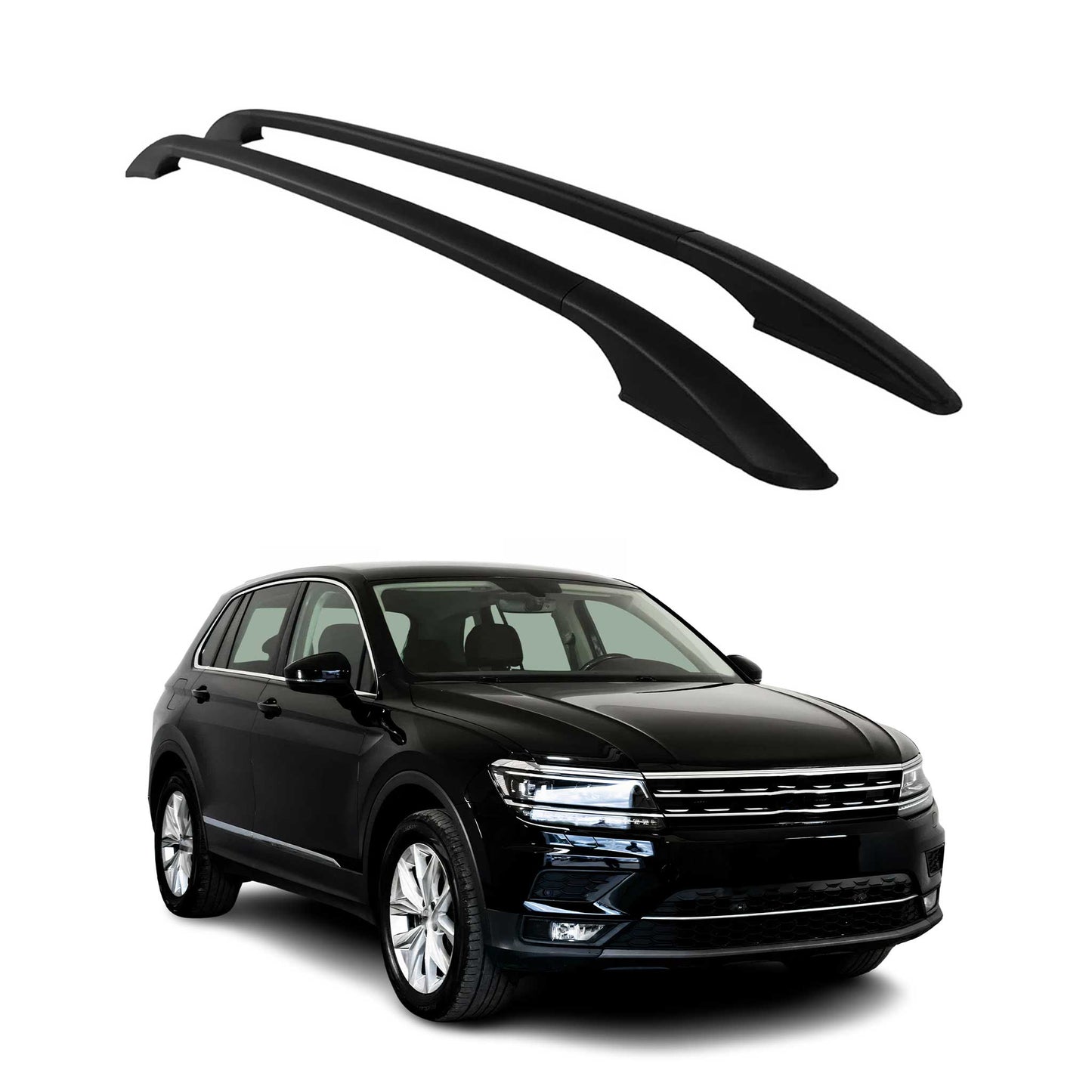 Aluminium Dachreling Relingträger für VW Tiguan mk2 2016-2024 Schwarz 2tlg