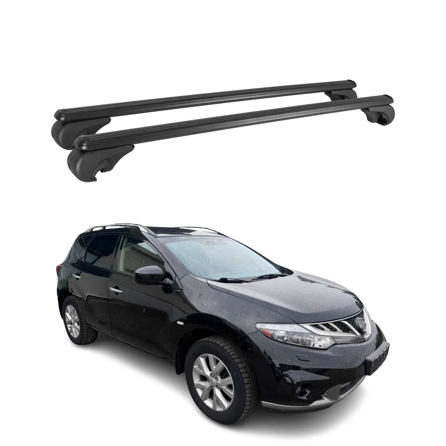 Portbagaj de plafon pentru Nissan Murano 2007-2014 75kg aluminiu negru 2 buc