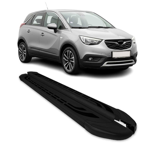 Trittbretter Schweller Seitenbretter für Opel Crossland X 2017-2025 Alu Schwarz
