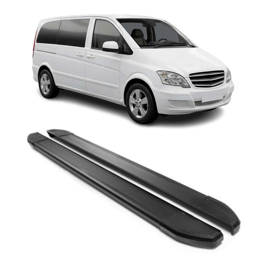 Trepte laterale/scări din aluminiu pentru Mercedes Vito Viano W639 2003-2014 L1 Negru