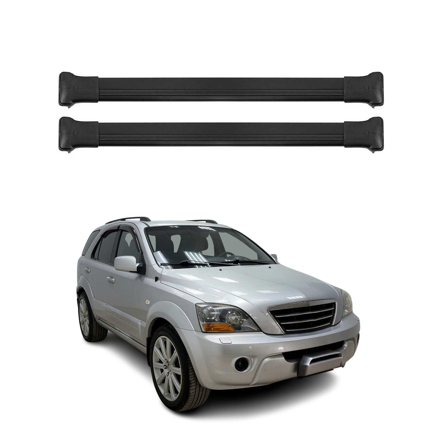 Dachträger Grundtäger für Kia Sorento 2002-2009 75kg Aluminium Schwarz 2 tlg