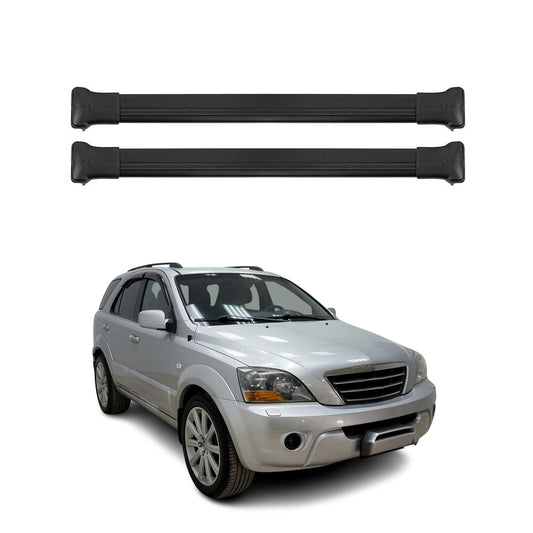 Dachträger Grundtäger für Kia Sorento 2002-2009 75kg Aluminium Schwarz 2 tlg