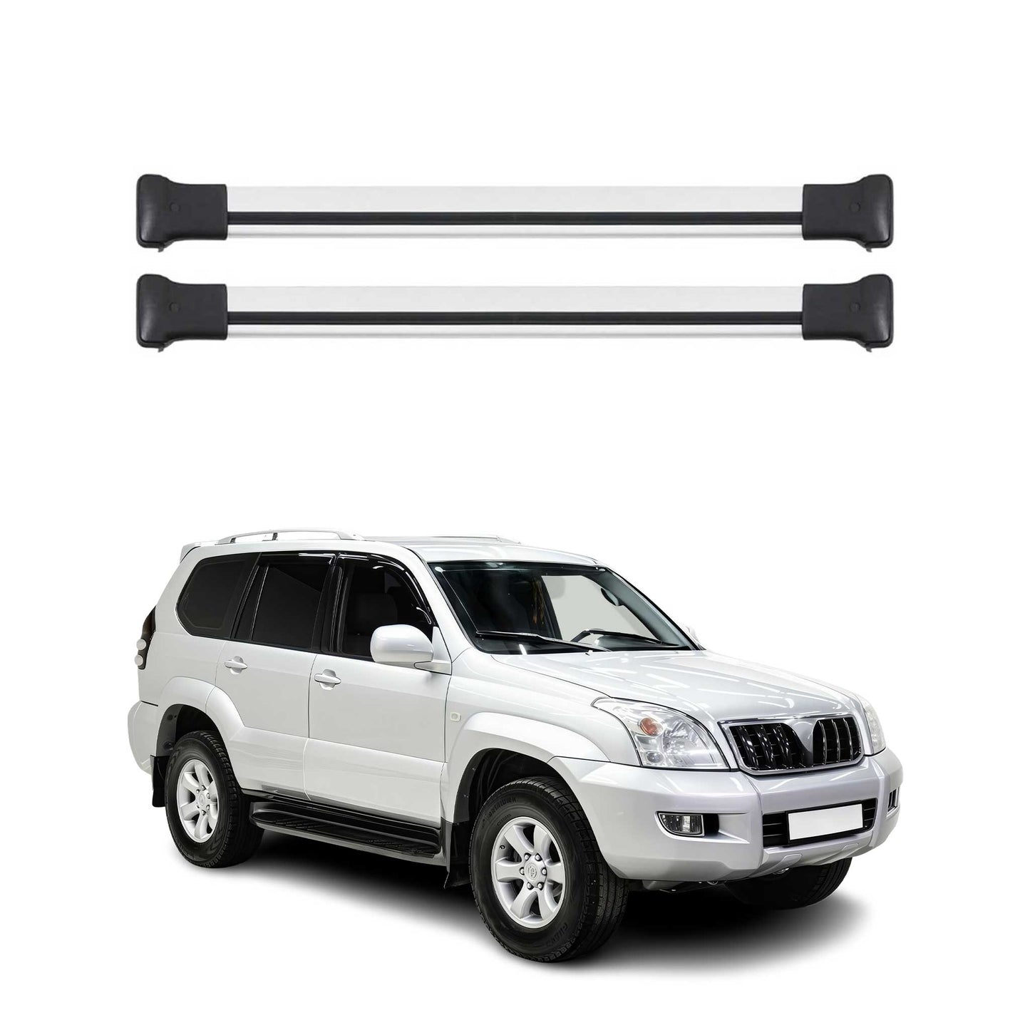 Portbagaj de plafon pentru Toyota Land Cruiser 1998-2007 75kg aluminiu argintiu 2 piese