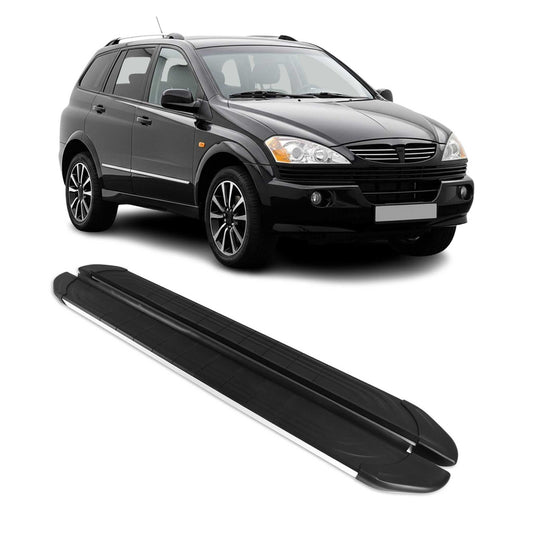 Trittbretter Seitenschweller für Ssangyong Kyron 2004-2015 Alu Schwarz Grau