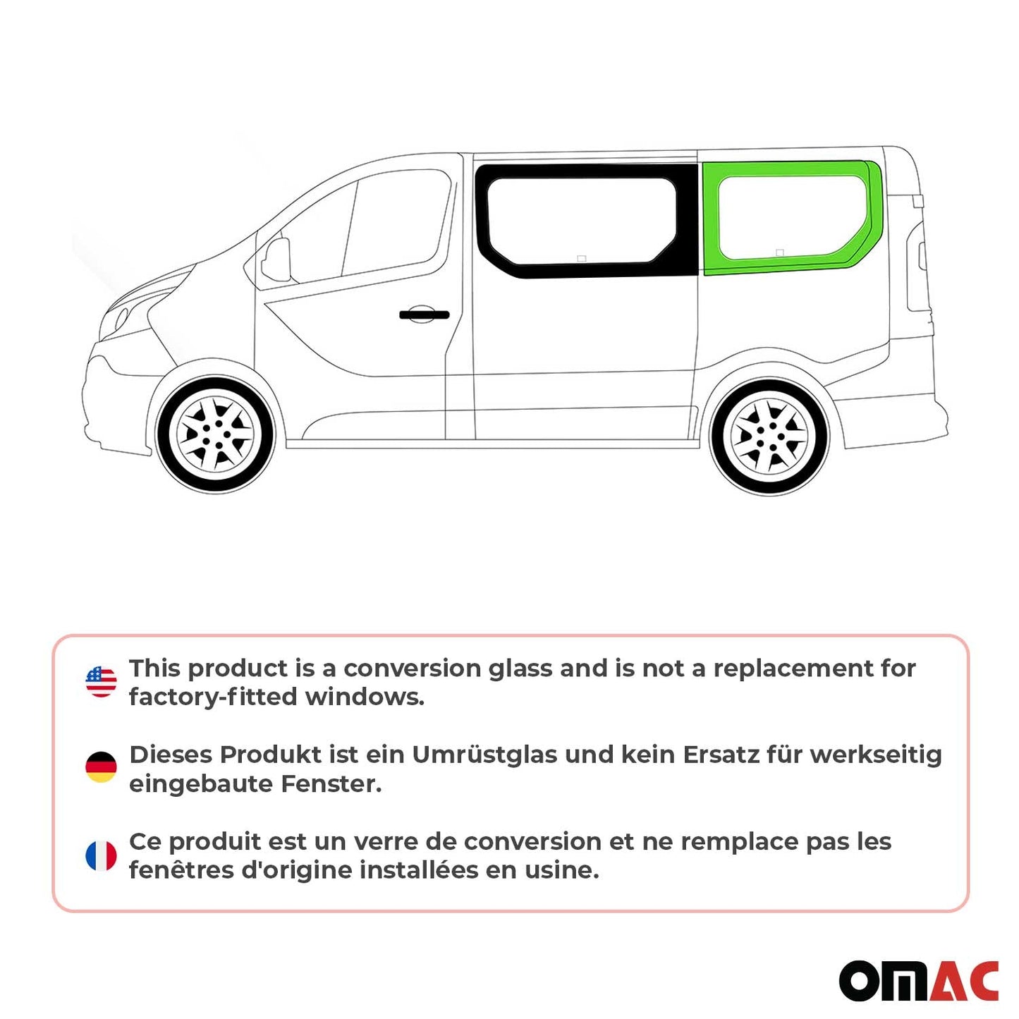 Seitenfenster Auto Fenster für Opel Vivaro 2014-2019 Links Auto L1 Schwarz