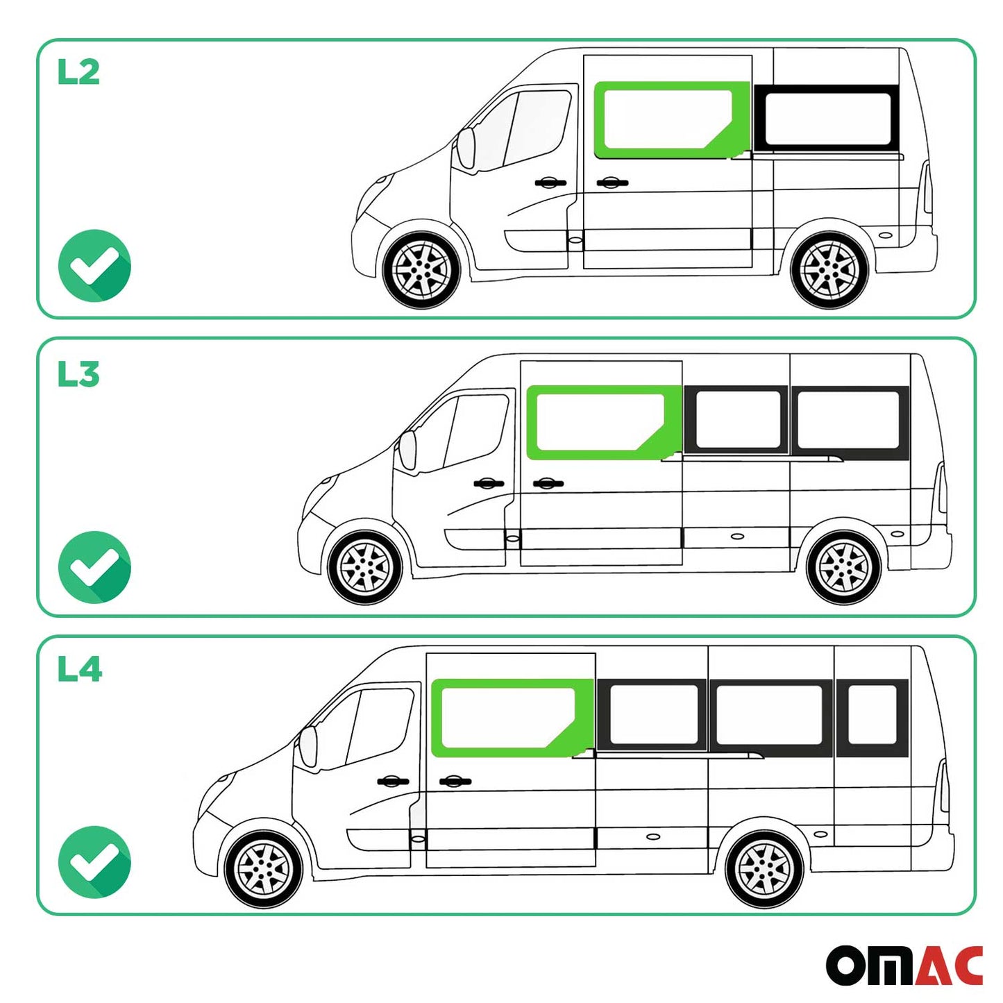 Seitenfenster Auto für Renault Master 2010-2024 Schiebetür Rechts L2 L3 L4 H2
