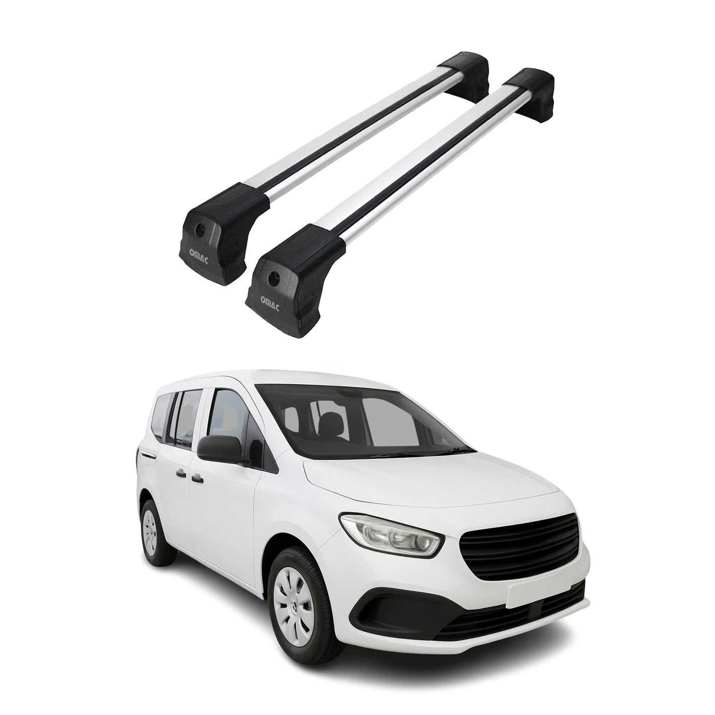 Portbagaj de plafon pentru Mercedes Citan W420 2021-2025 75kg aluminiu argintiu 2 piese