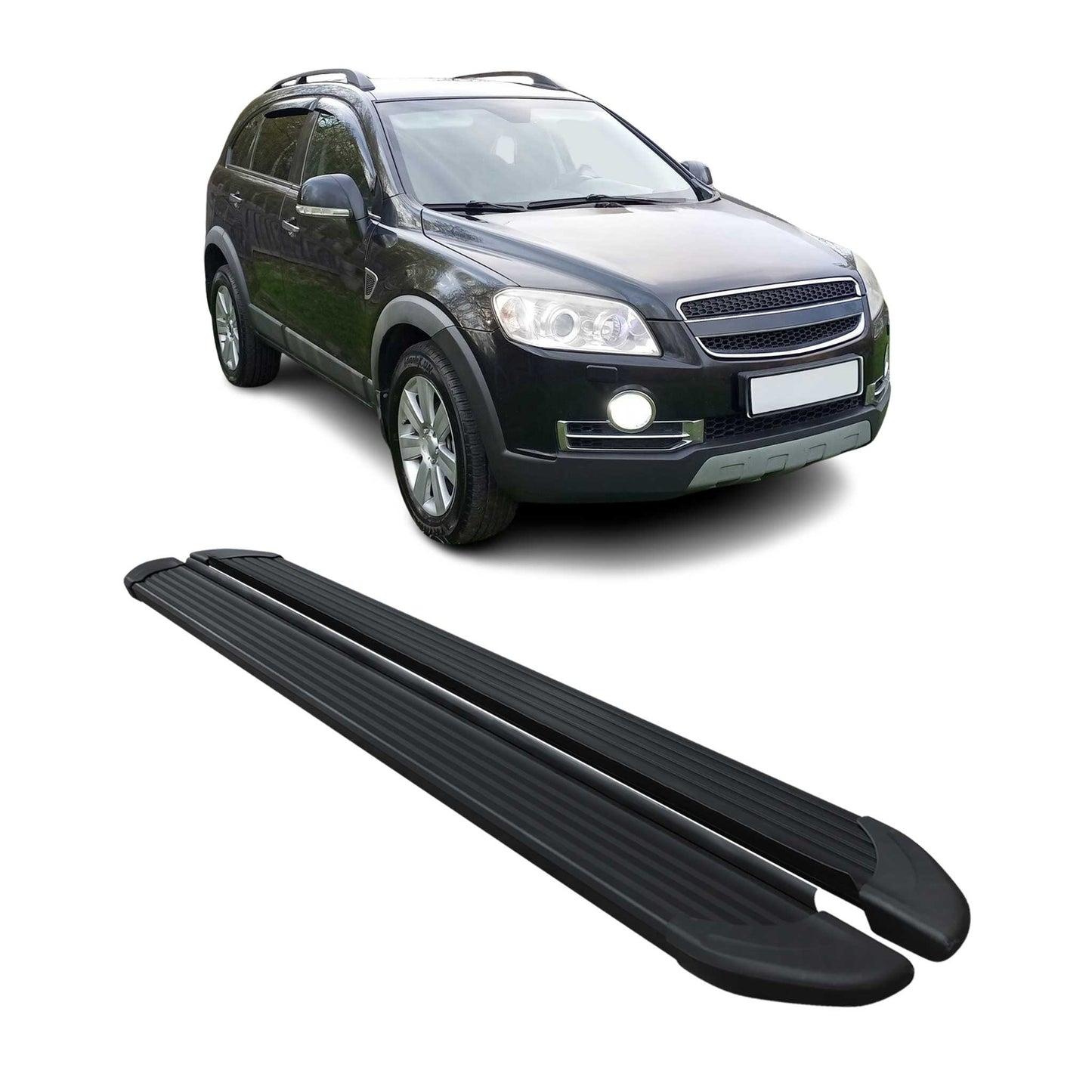 Seitenschweller Trittbretter Schweller für Chevrolet Captiva 2006-19 Alu Schwarz