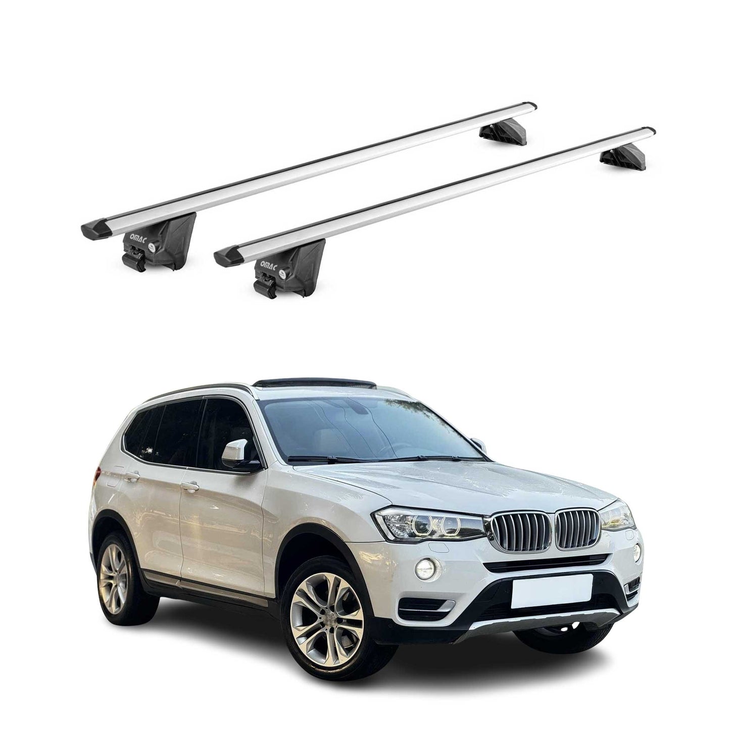 Dachträger Grundtäger für BMW X3 F25 2011-2017 100kg Aluminium Silber 2 tlg ABE